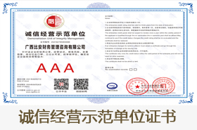 诚信经营示范单位证书